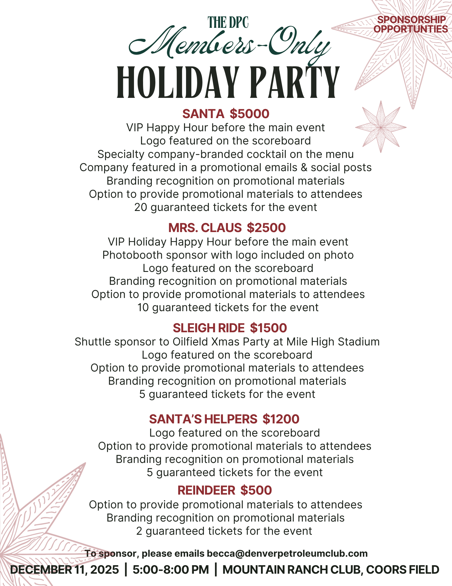 Holiday Sponsor Opportuntities